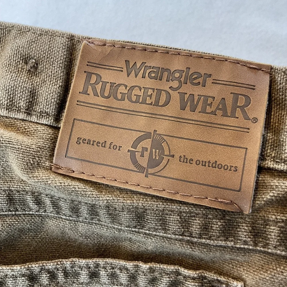 Wrangler Rugged Wear Mens 32x30 Brown Tan Canvas Field Hunting Brush Pants READ